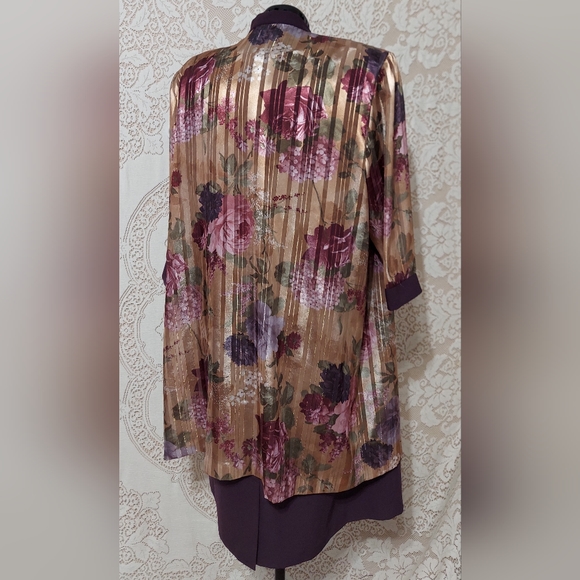 Purple floral iridescent jacket tank dress check measurements (InvW102) - Picture 7 of 7